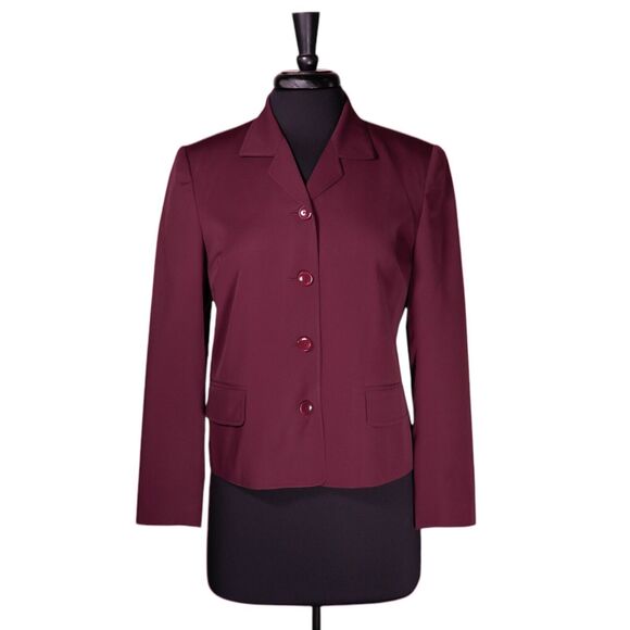 Talbots Women's Blazer Burgundy Red Wool Lined Work Career Office Suit Jacket 6P - Picture 1 of 9
